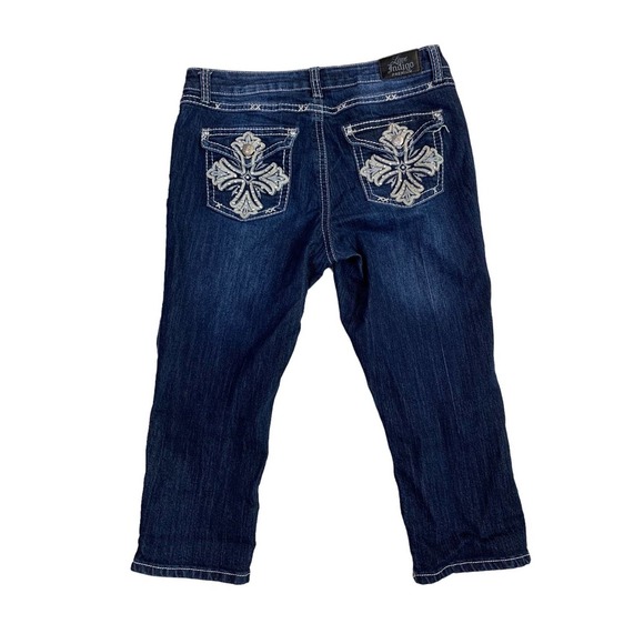 LOVE INDIGO PREMIUM Womens Capri Denim Jeans SIZE 12 Blue Cotton Poly Spandex - Picture 4 of 9